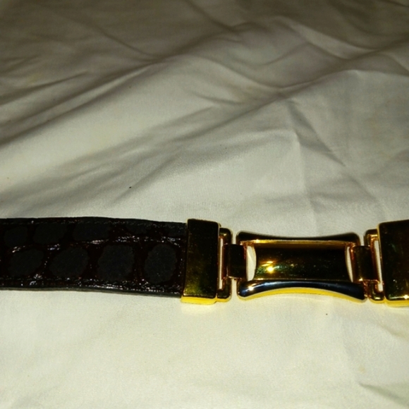 B.B. Simon Leather Croc Embossed  Vtg. BELT - Two Tone Ornate Buckle Spain 32 - Picture 5 of 6